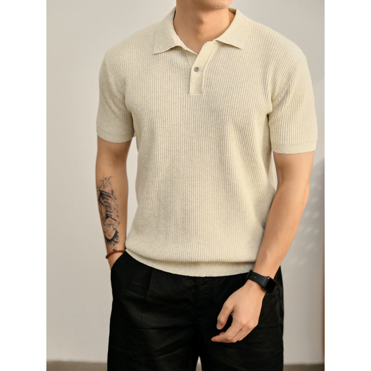 Men's Slim Fit V-Neck Polo Shirt