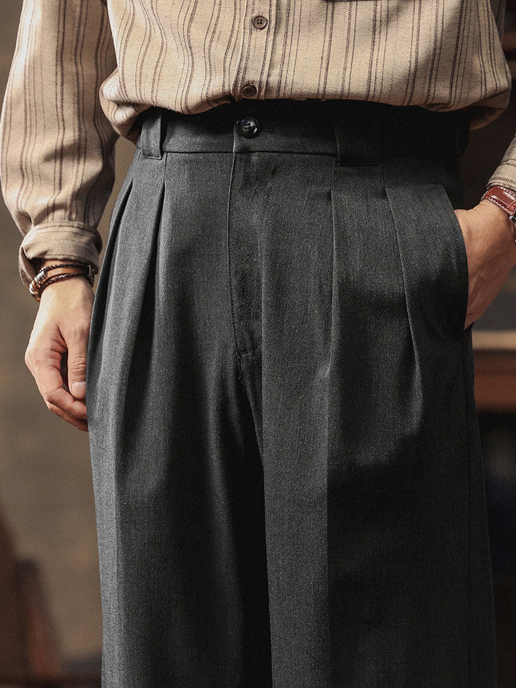 Straight Pleated Dress Pants