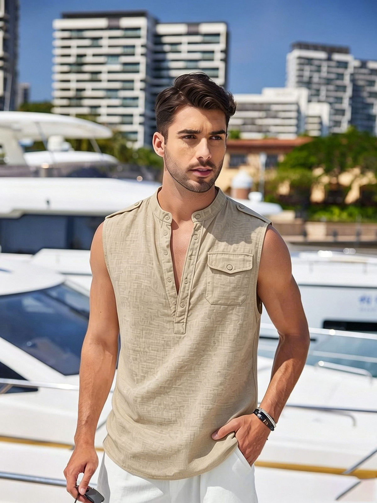 Linen Sleeveless Vest  | PolarNut