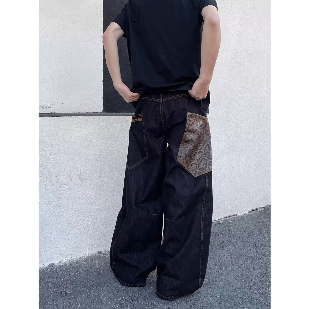 Men's Letter Print Denim Jeans | PolarNut