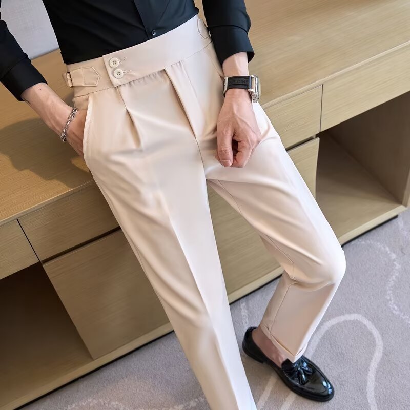 Men's Straight-Leg Suit Pants Polyester Blend
