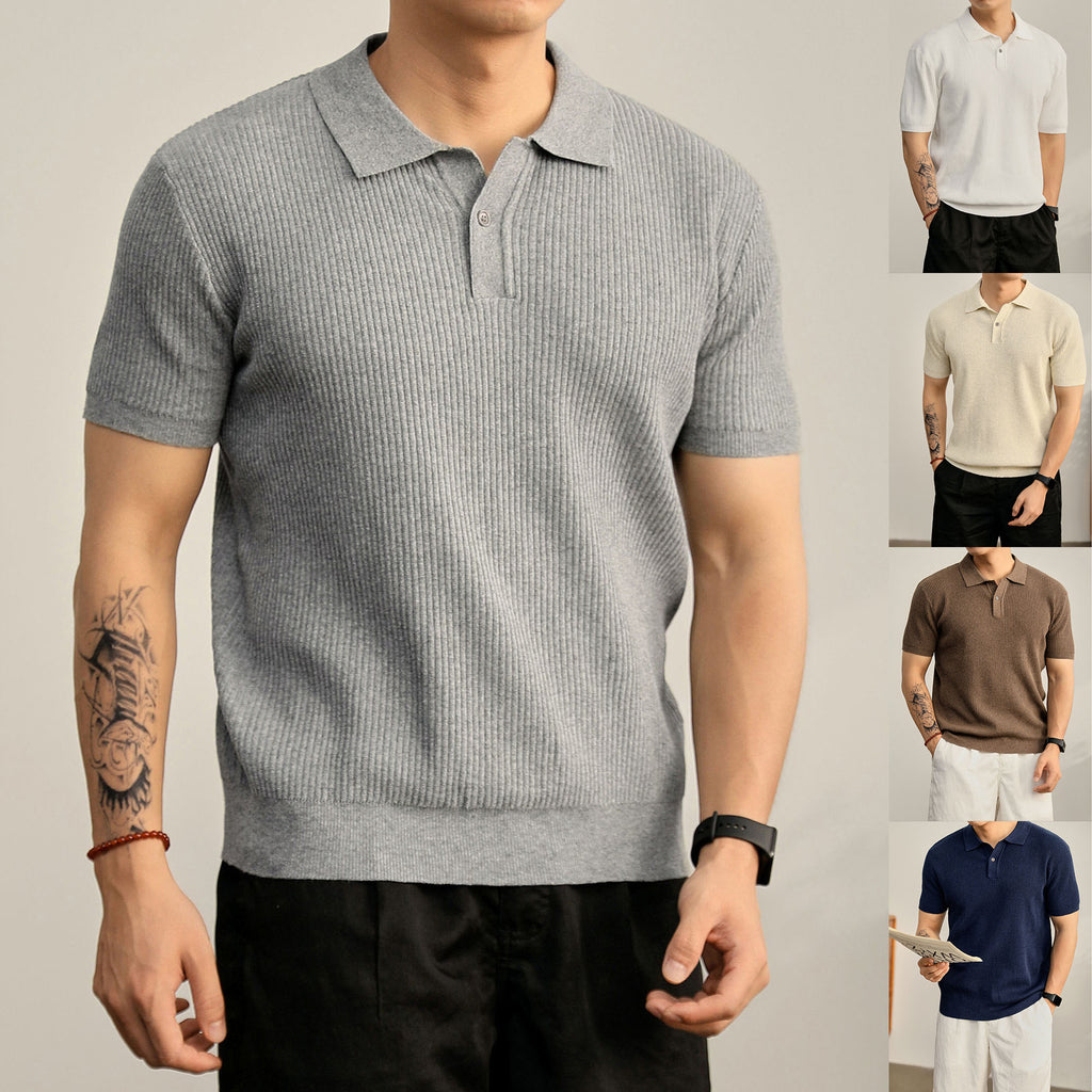 Men's Slim Fit V-Neck Polo Shirt