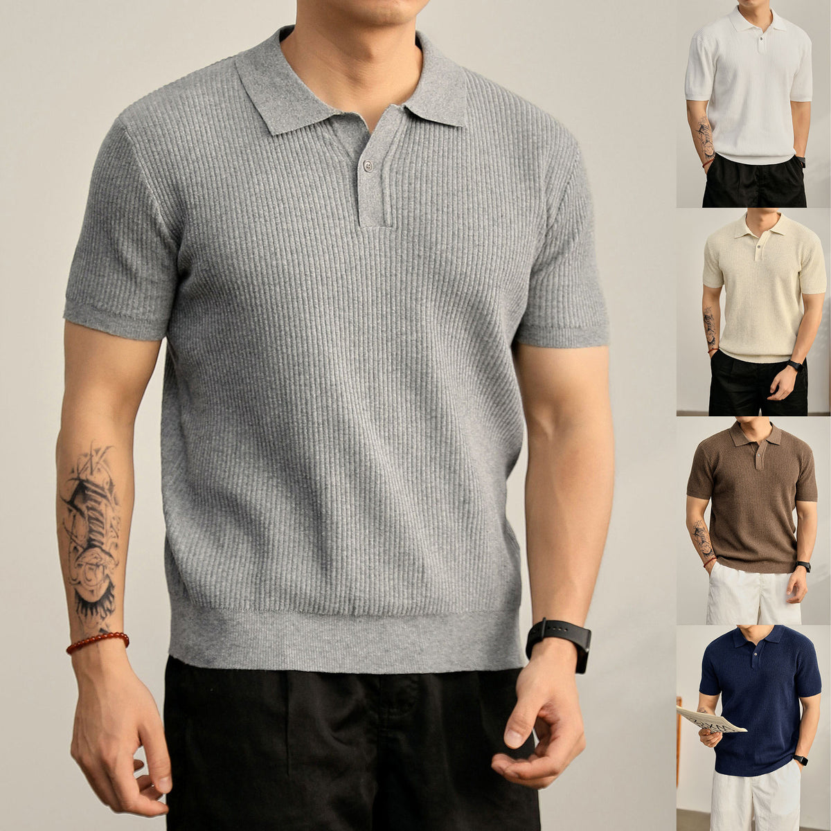 Men's Slim Fit V-Neck Polo Shirt