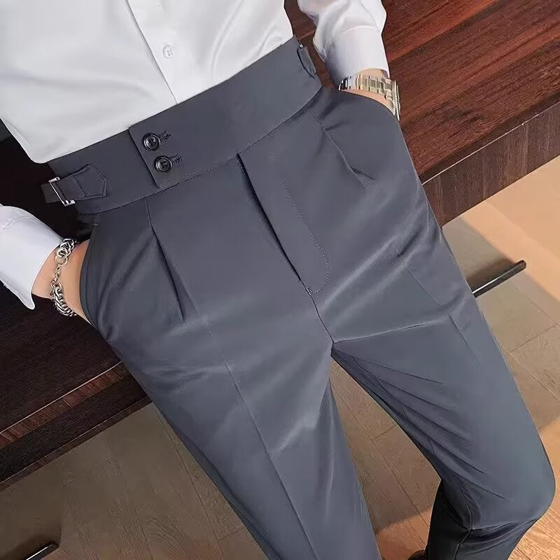 Men's Straight-Leg Suit Pants Polyester Blend