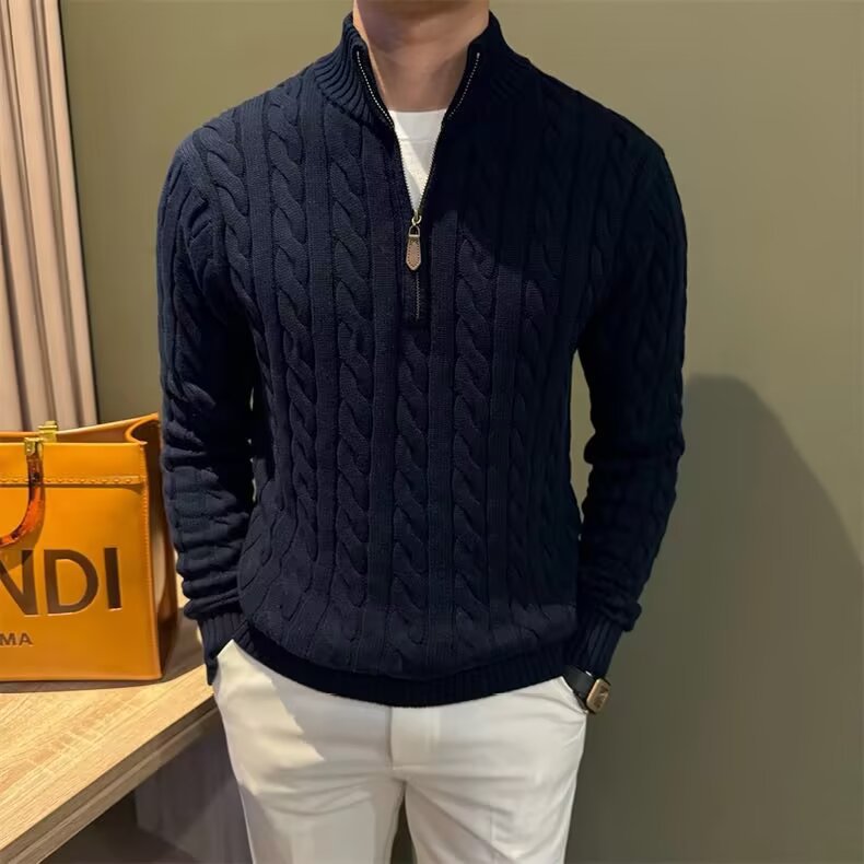 Men's Cable Knit Half-Zip Sweater