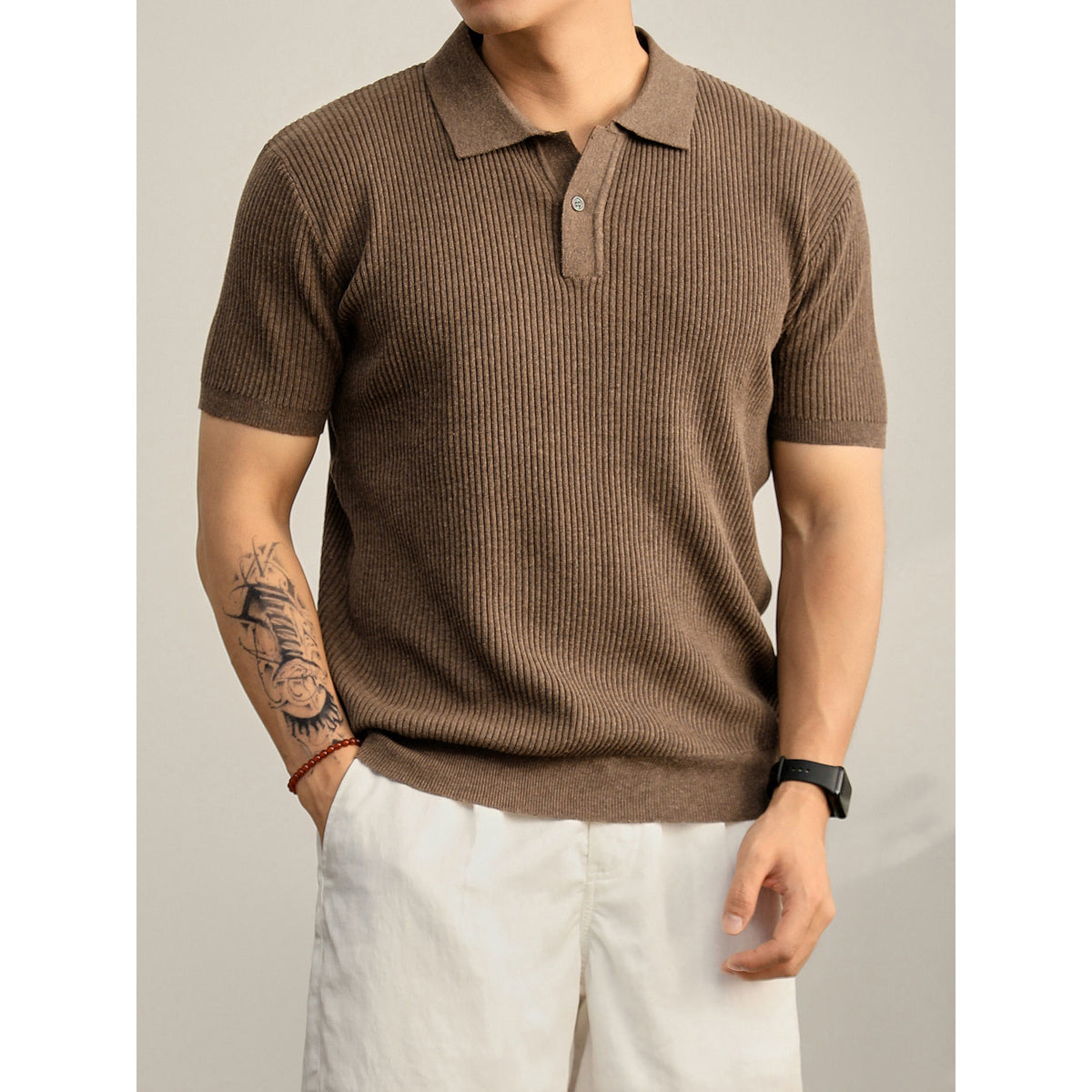 Men's Slim Fit V-Neck Polo Shirt