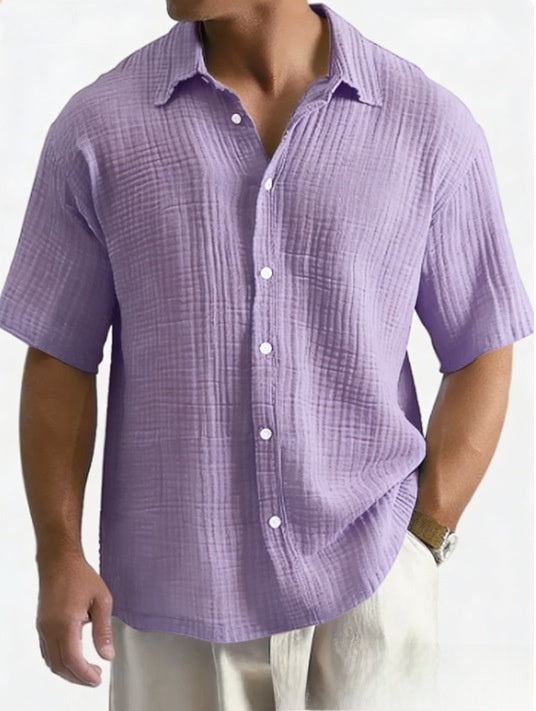 Men's Loose Fit Cotton Short Sleeve Shirt