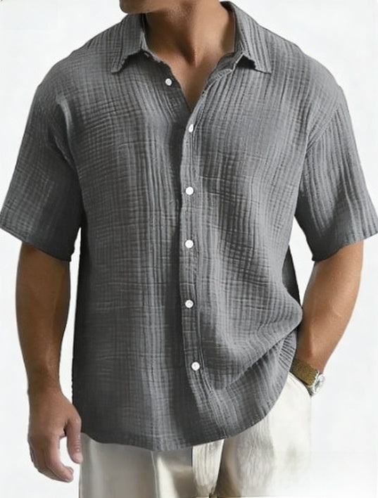 Men's Loose Fit Cotton Short Sleeve Shirt