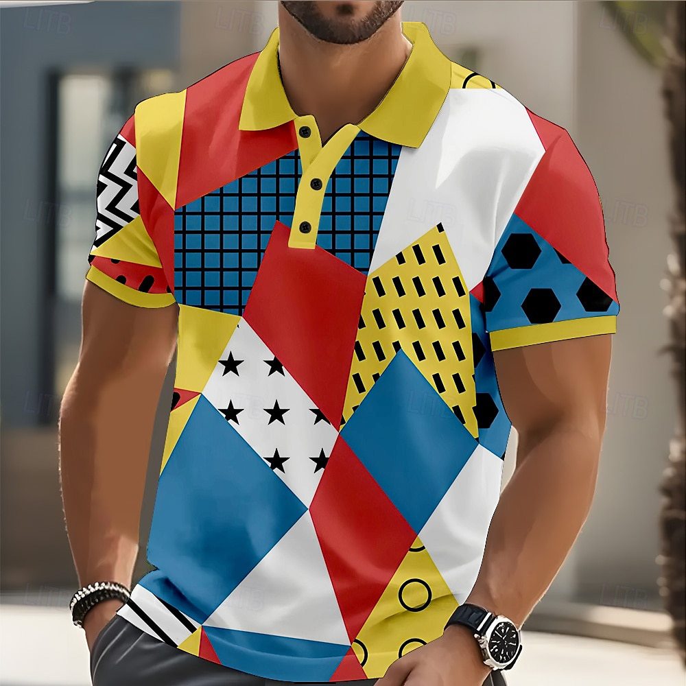 Geometric Print Men's Polo Shirt