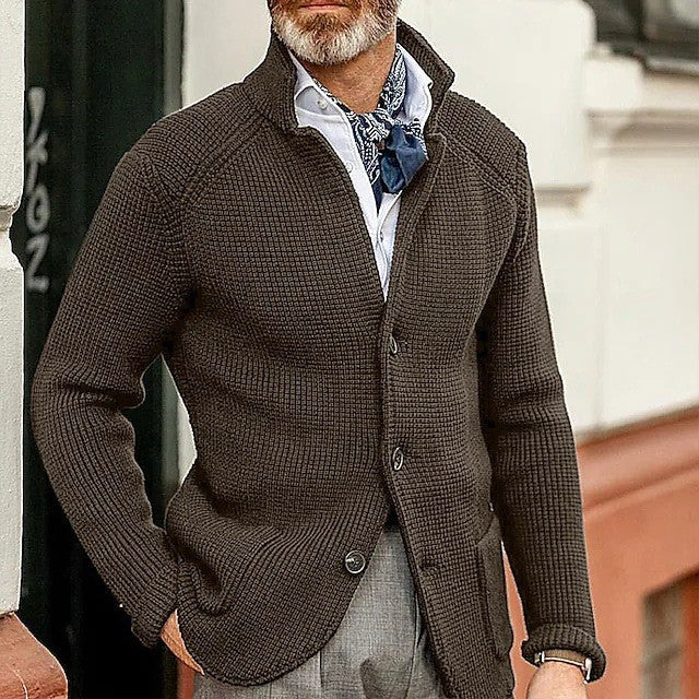 Men's Thick Knit Cardigan Sweater