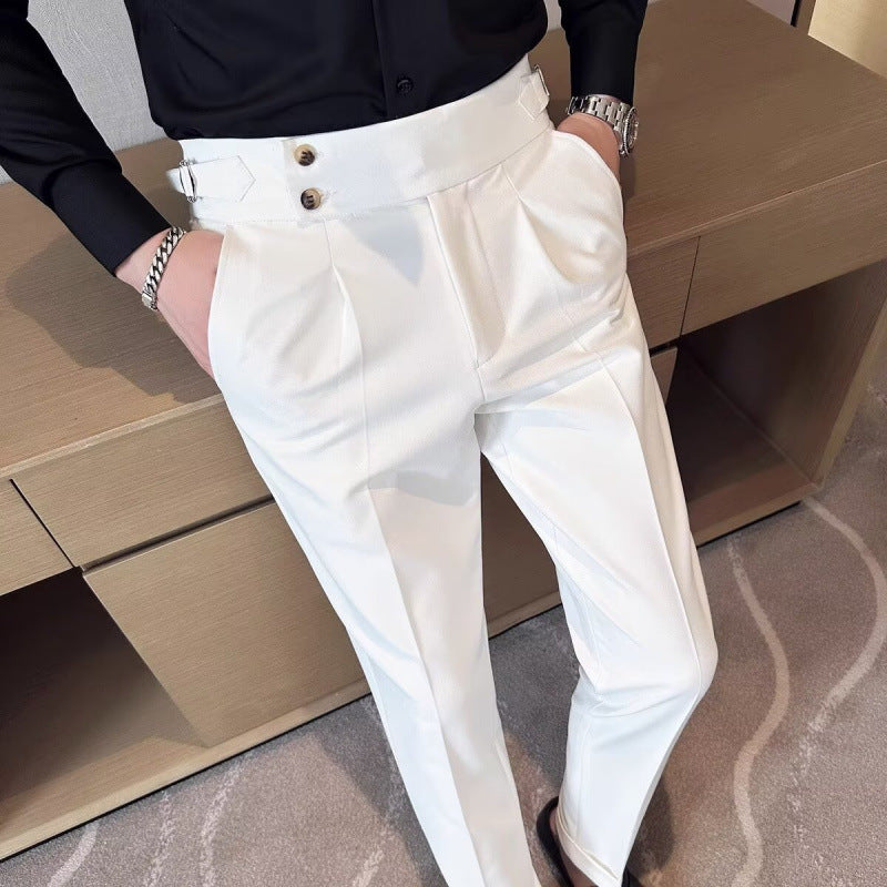 Men's Straight-Leg Suit Pants Polyester Blend