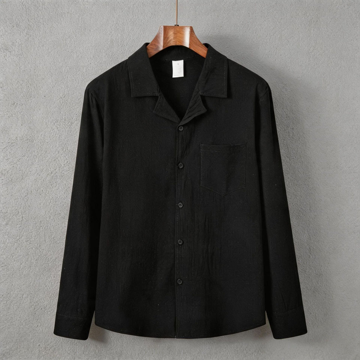 Solid-color long-sleeve shirt
