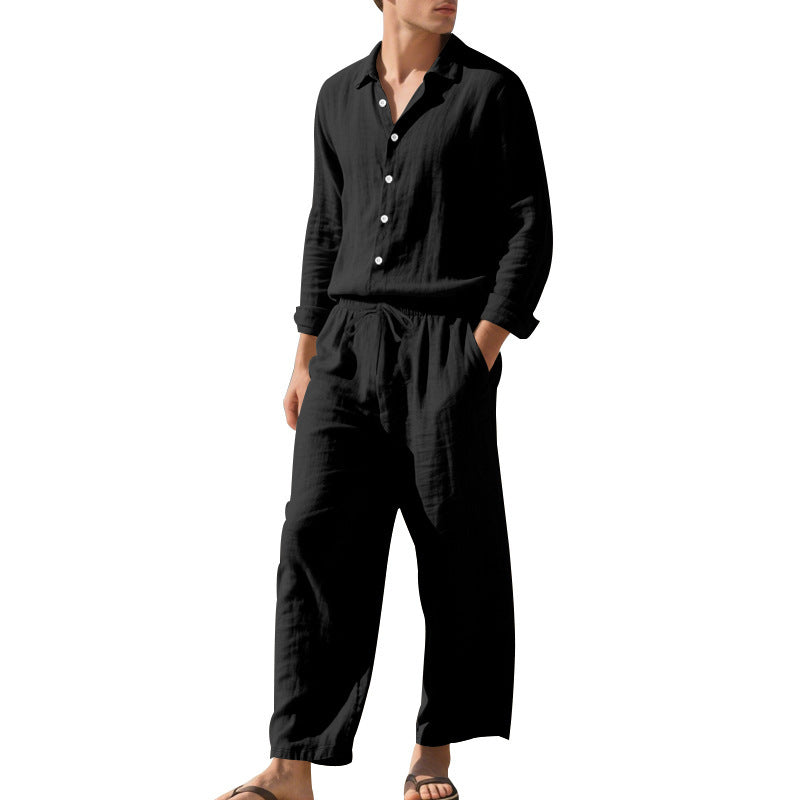 Casual Linen Shirt and Trousers Set