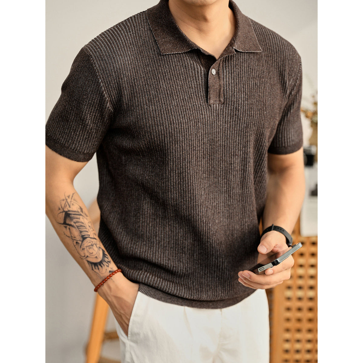 Summer Cooling Knitted Polo Shirt