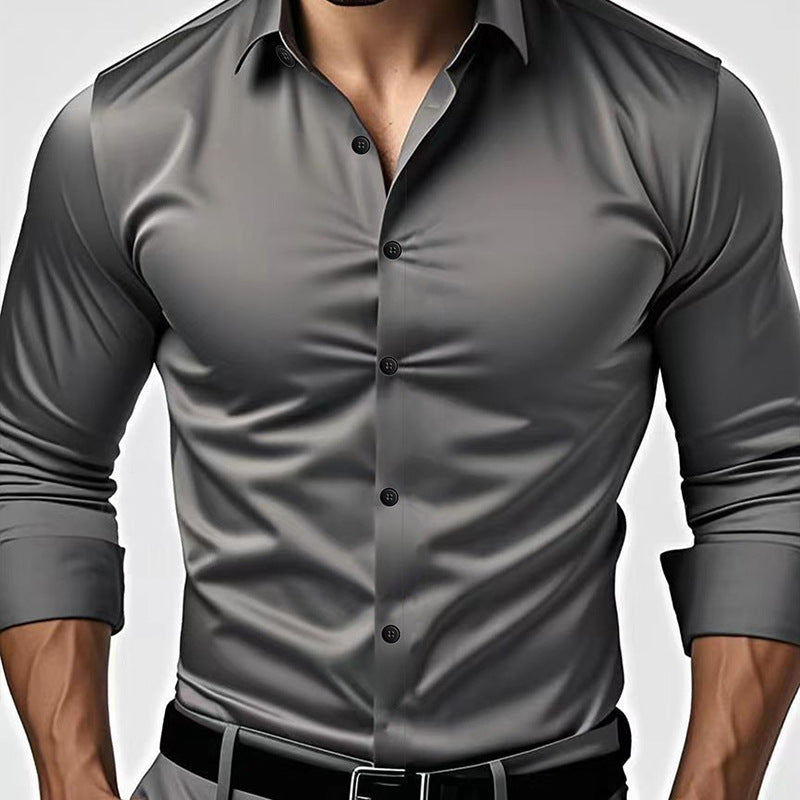 Lapel Dress Shirts Long Sleeve