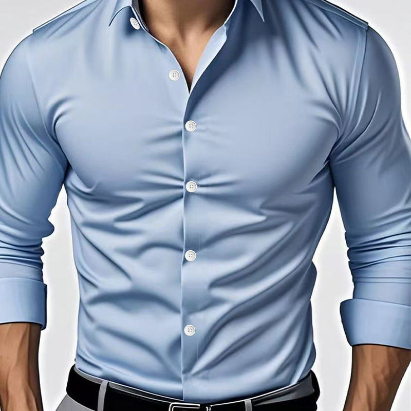 Lapel Dress Shirts Long Sleeve