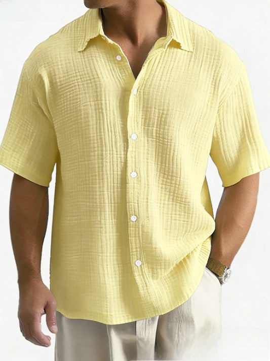 Men's Loose Fit Cotton Short Sleeve Shirt