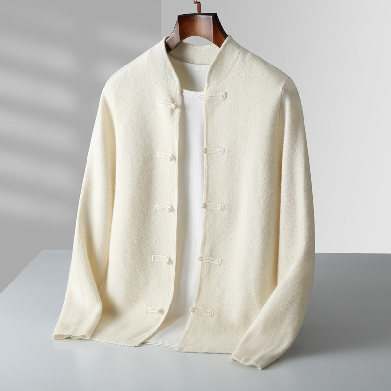 Mens Chinese Style Wool Cardigan