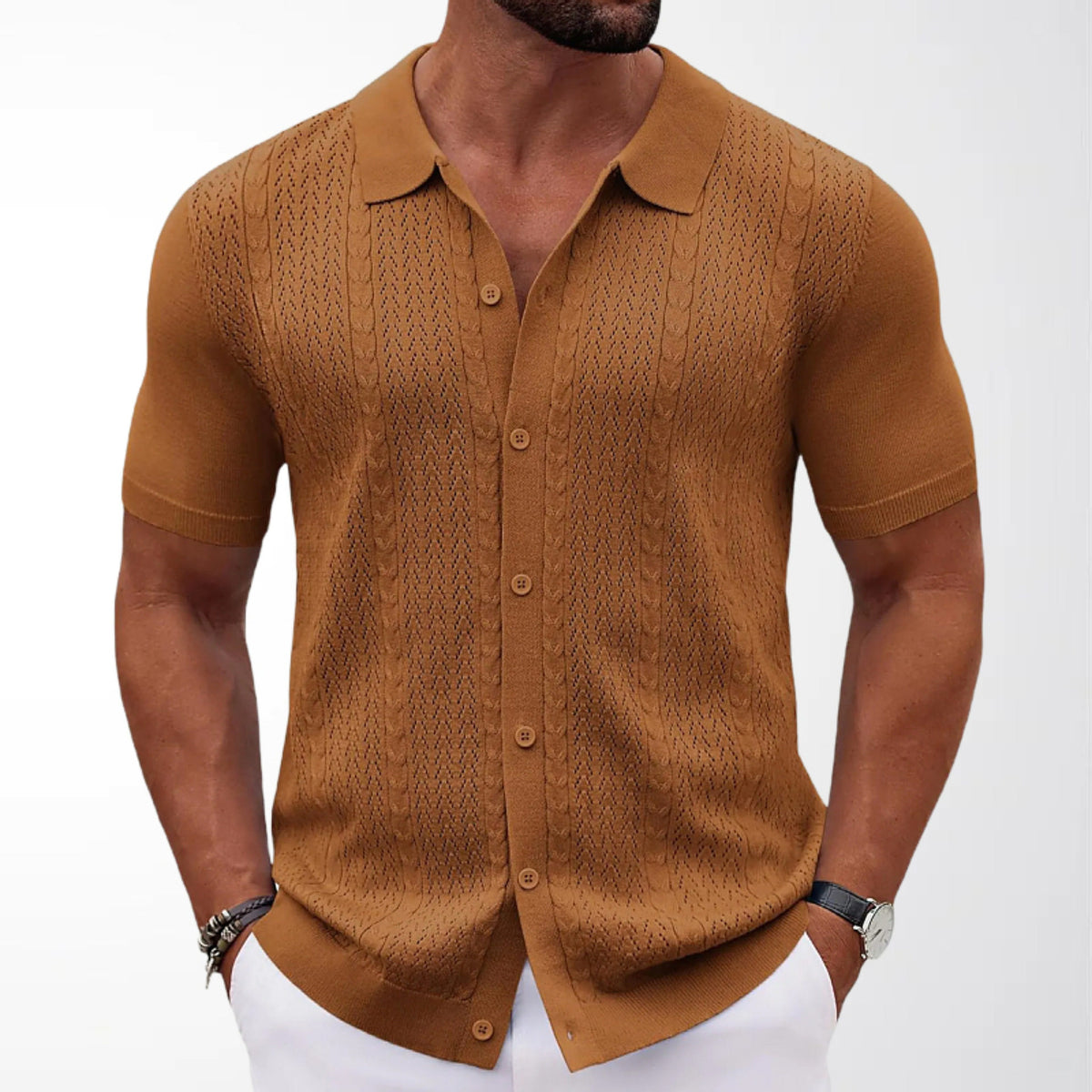 Short-sleeve knitted top