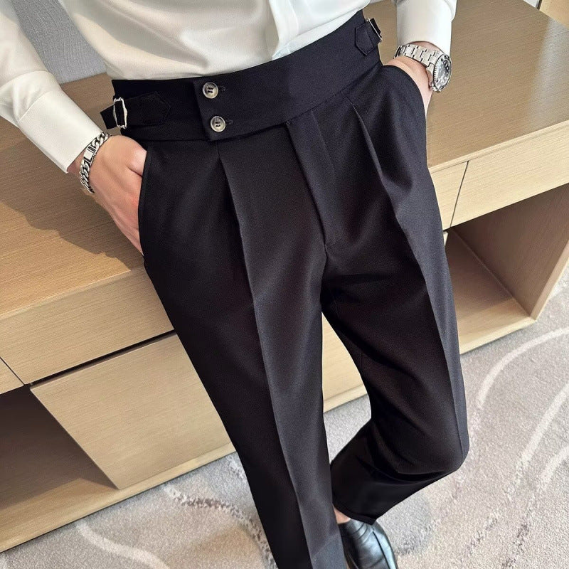 Men's Straight-Leg Suit Pants Polyester Blend