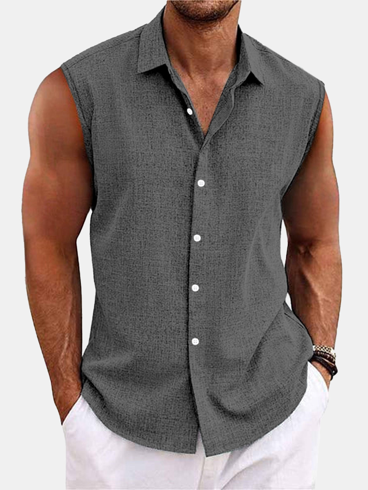 Linen Sleeveless Shirt