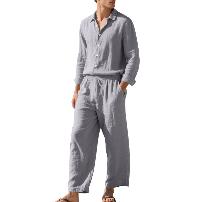 Casual Linen Shirt and Trousers Set