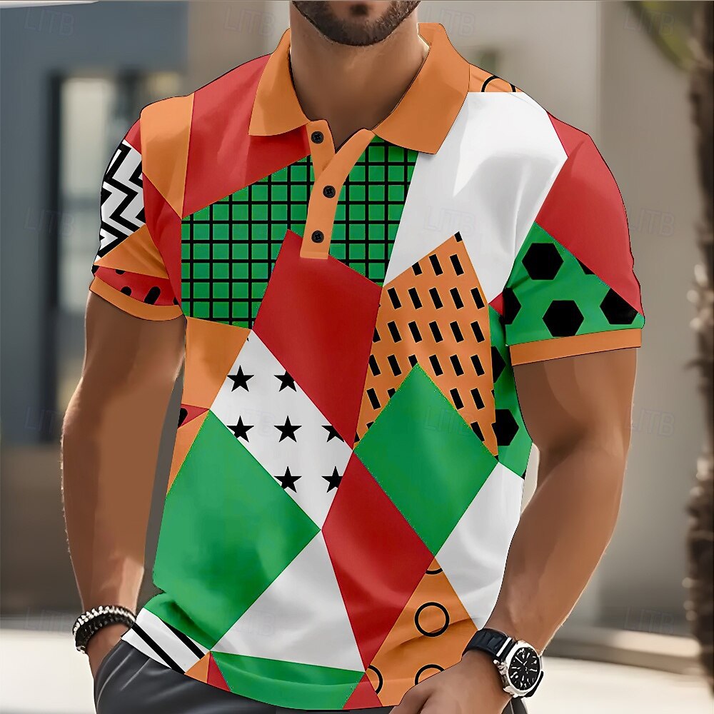 Geometric Print Men's Polo Shirt