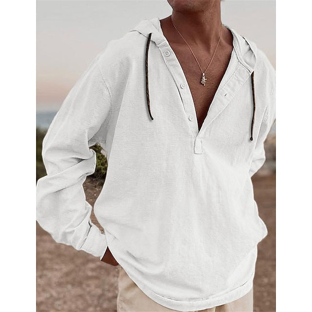 Cotton Linen Hooded Shirt
