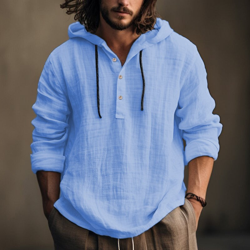 Cotton Linen Hooded Shirt