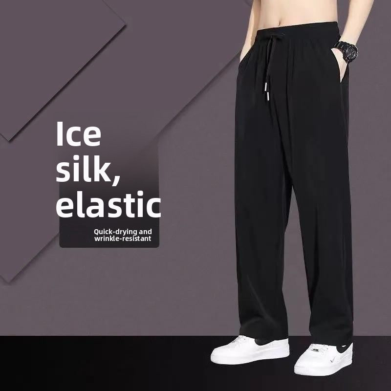 Ice Silk Straight-Leg Casual Pants