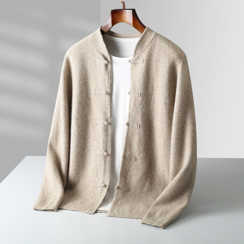 Mens Chinese Style Wool Cardigan