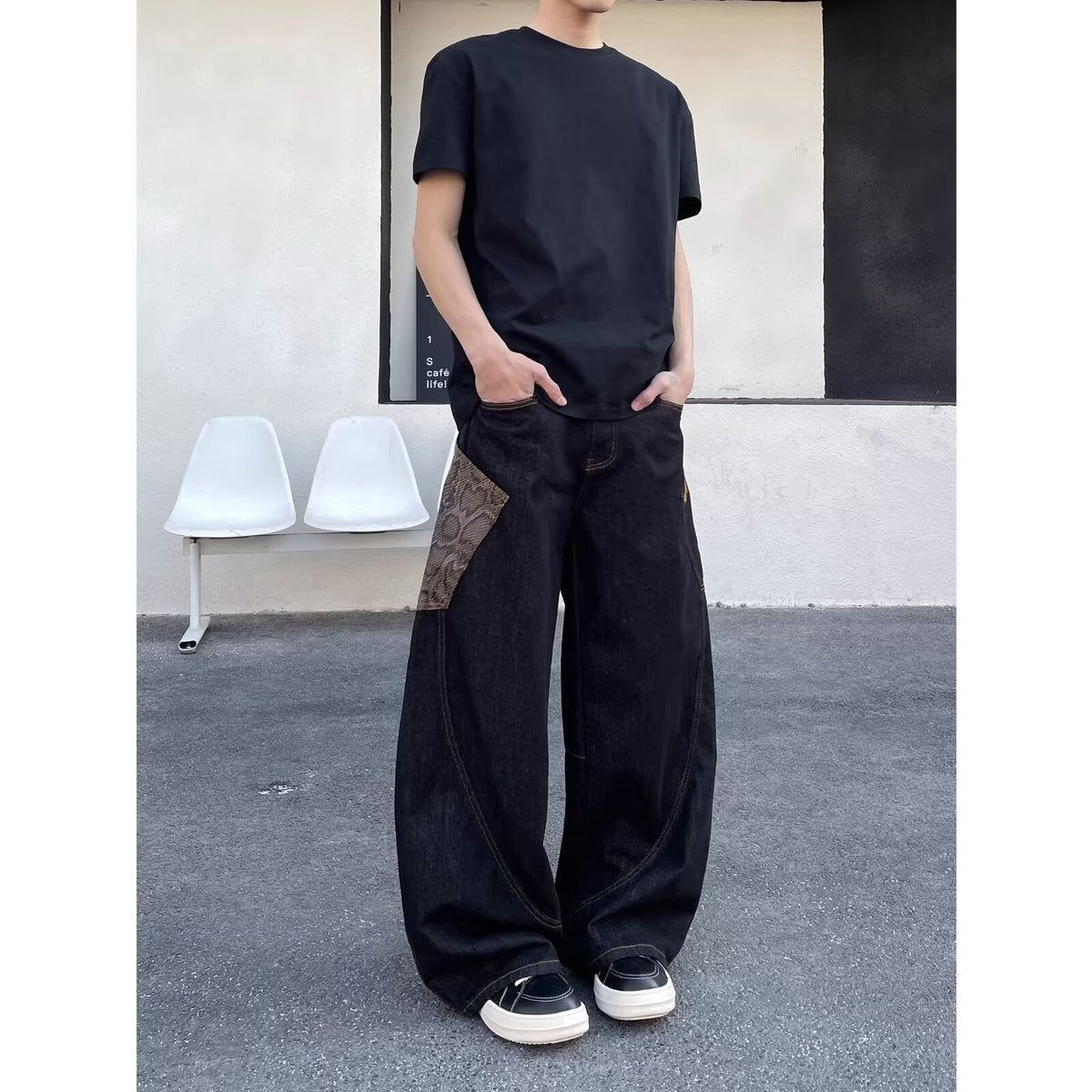 Men's Letter Print Denim Jeans | PolarNut