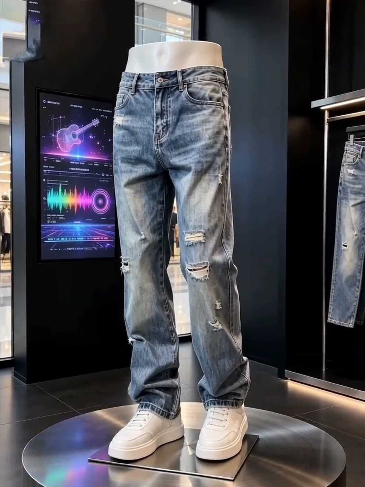 Slim-Fit Ripped Denim Pants | PolarNut