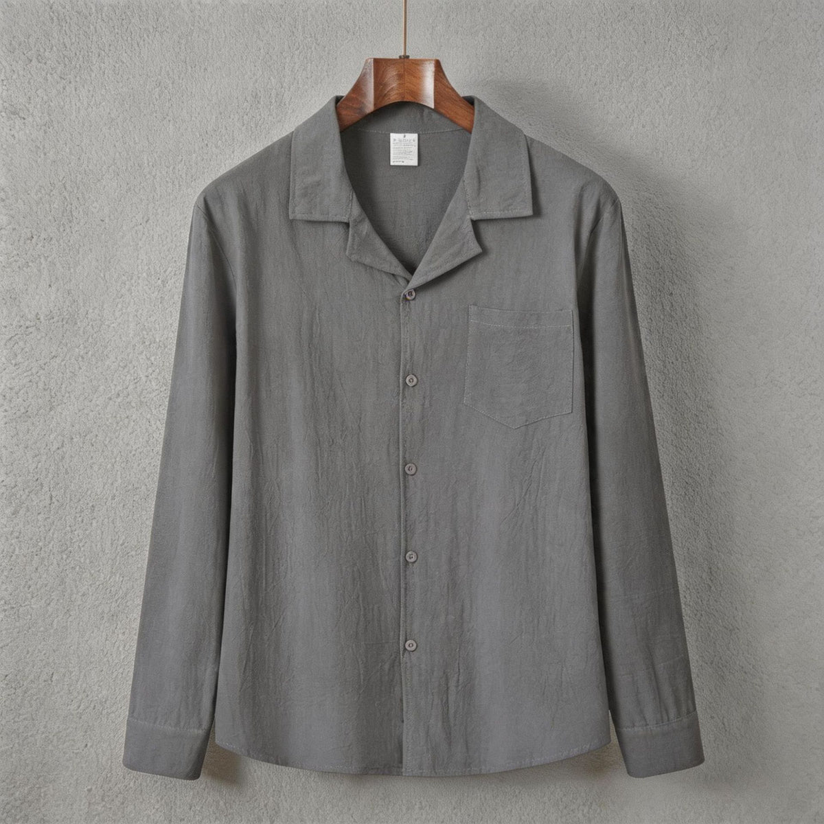 Solid-color long-sleeve shirt