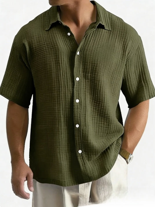 Men's Loose Fit Cotton Short Sleeve Shirt