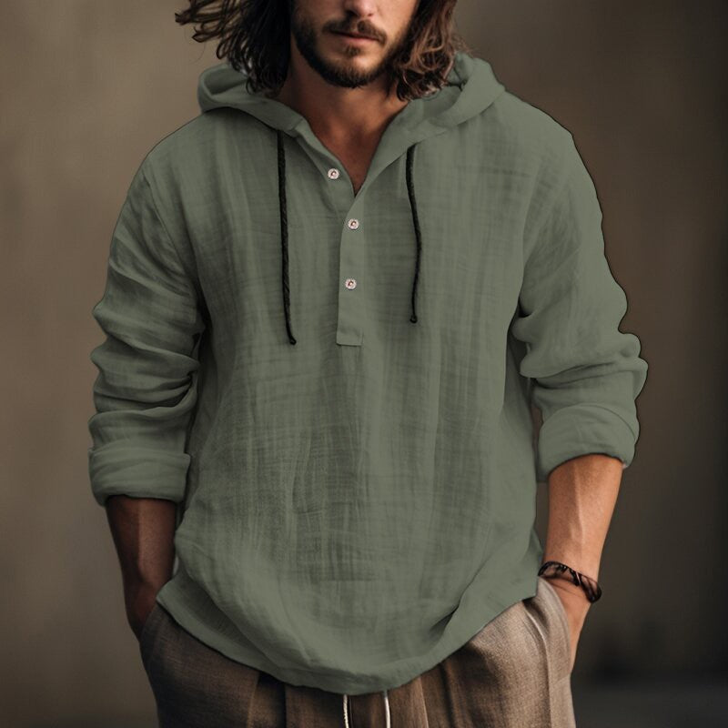 Cotton Linen Hooded Shirt