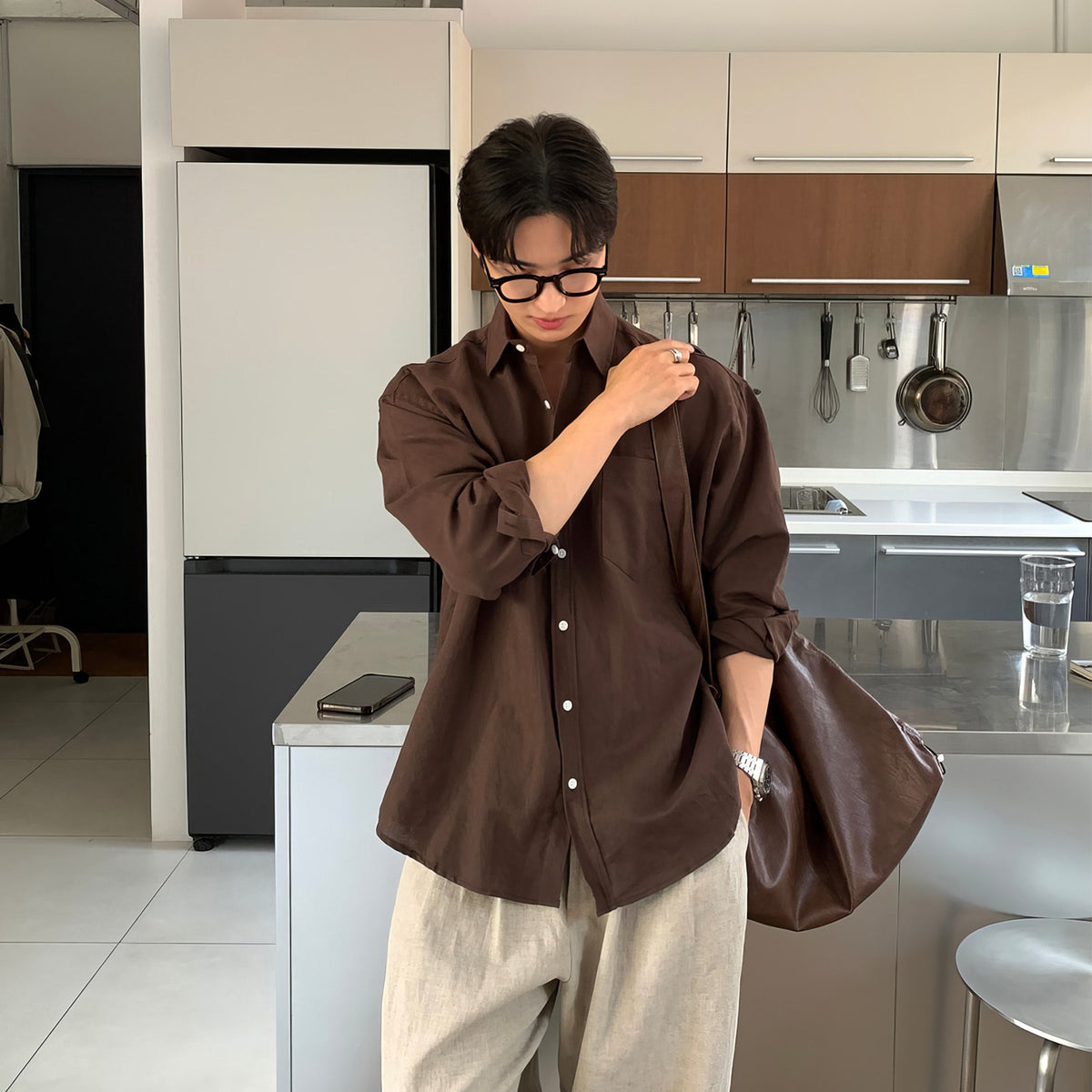 Brown long-sleeve shirt