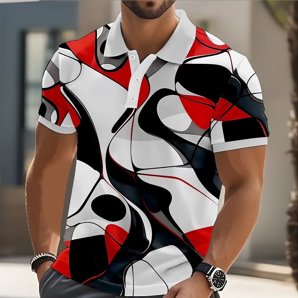 Geometric Print Men's Polo Shirt
