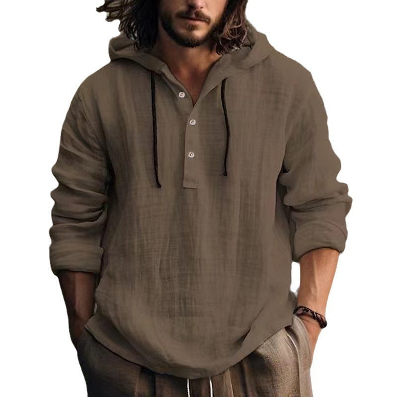 Cotton Linen Hooded Shirt