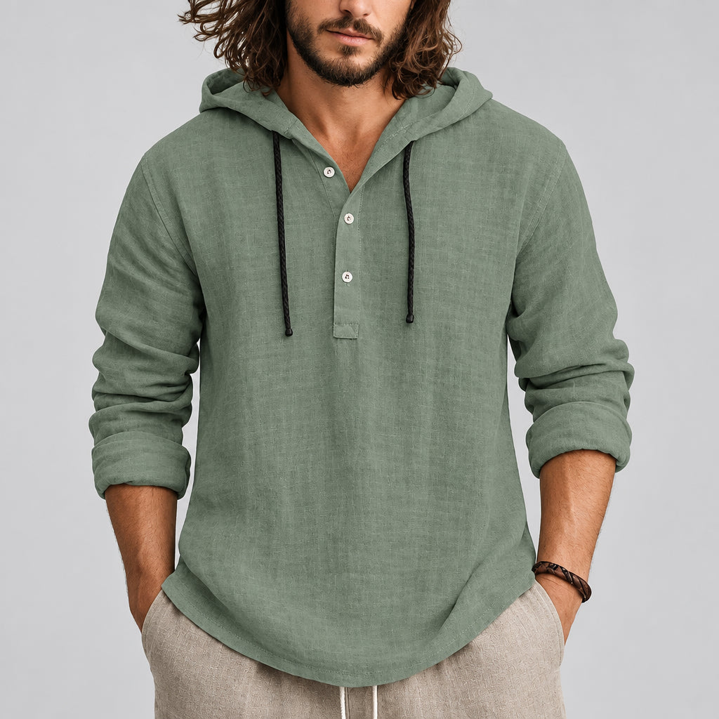 Cotton Linen Hooded Shirt