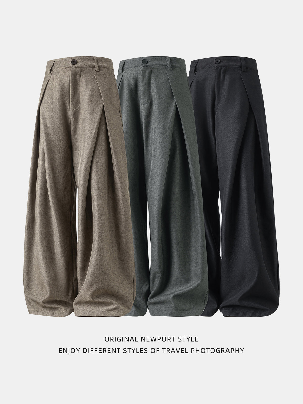 Cross Pleated Casual Men's Trousers | PolarNut