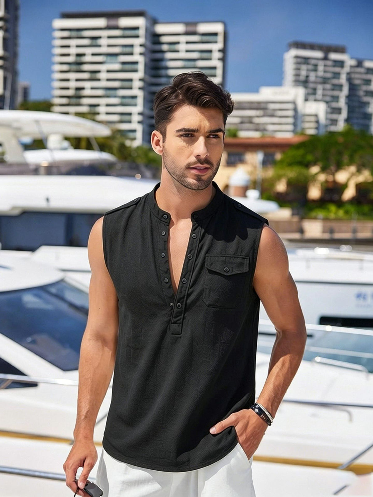 Linen Sleeveless Vest  | PolarNut