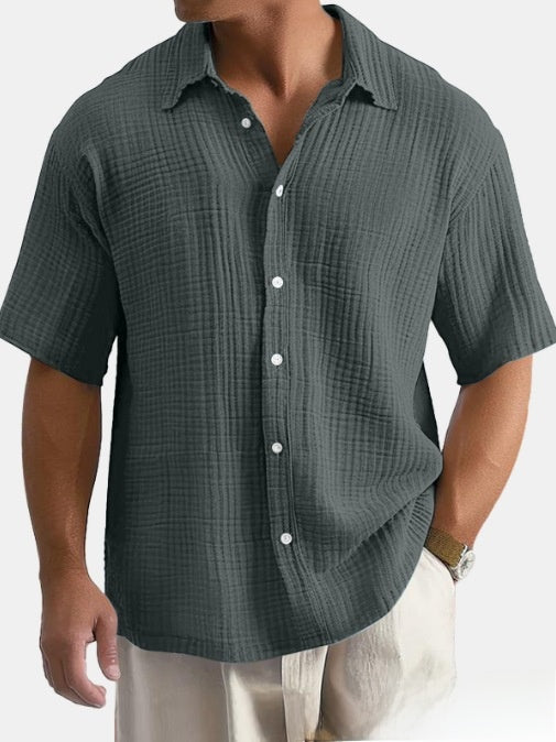 Men's Loose Fit Cotton Short Sleeve Shirt