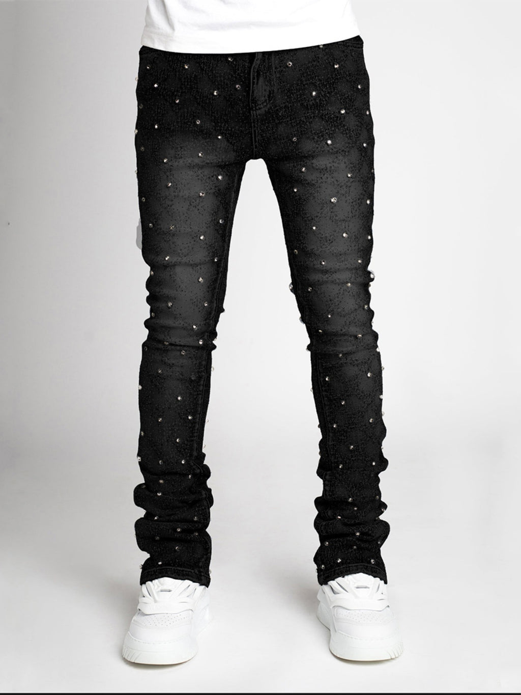 Stretch Pearl layered jeans