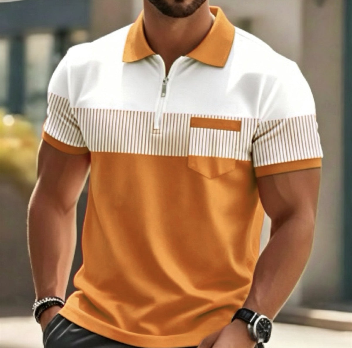 Men's Striped Polo Shirt