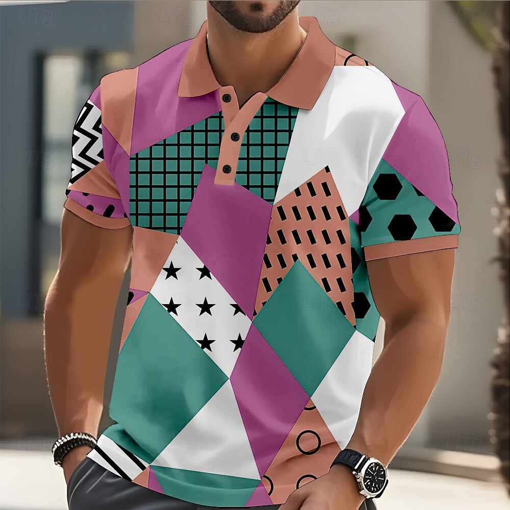 Geometric Print Men's Polo Shirt