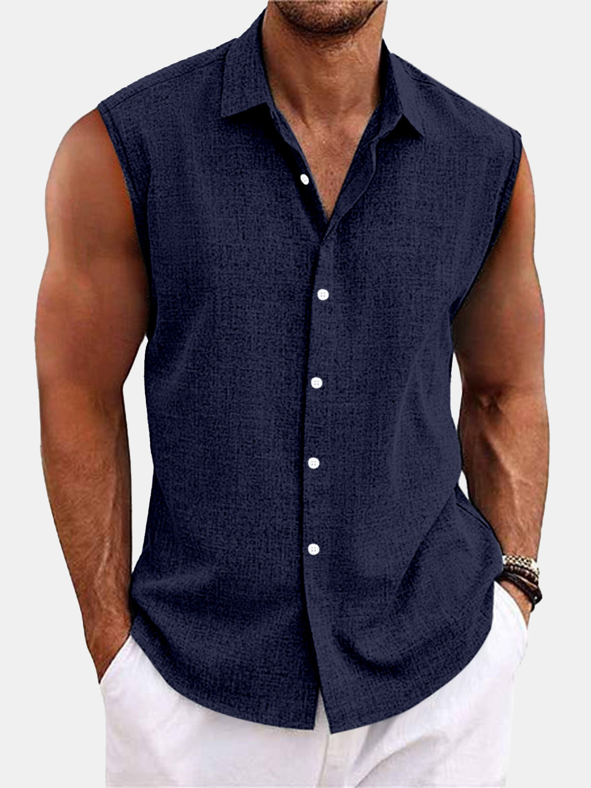 Linen Sleeveless Shirt