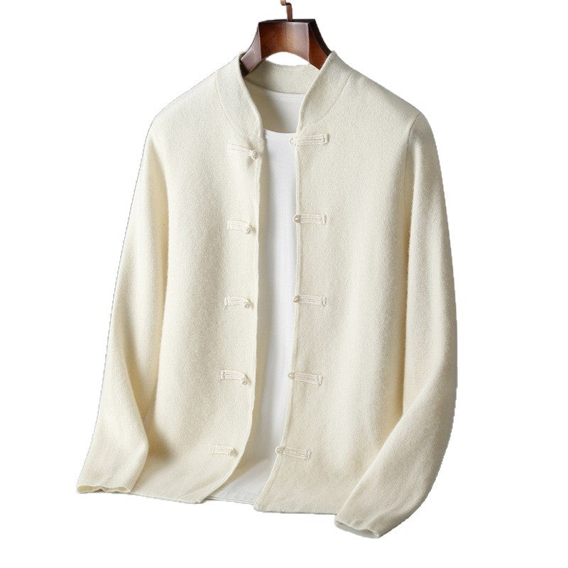 Mens Chinese Style Wool Cardigan