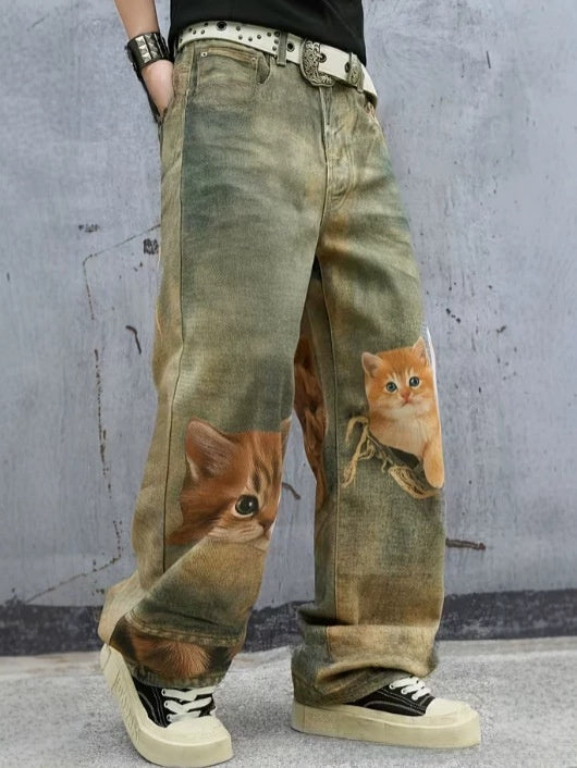 Cowboy Men's  Graffiti Oil Painting Printed Loose | PolarNut
